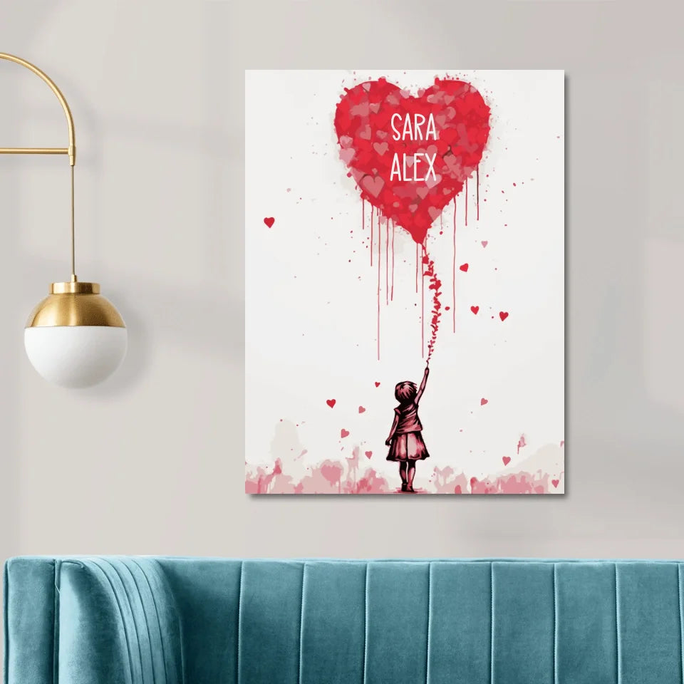 Banksy Girl Heart Balloon Personalisierbar