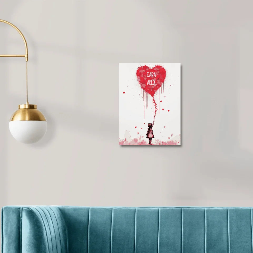 Banksy Girl Heart Balloon Personalisierbar
