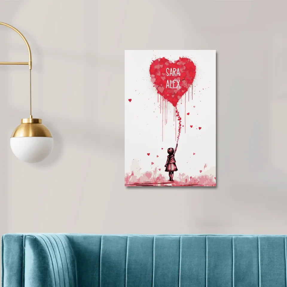Banksy Girl Heart Balloon Personalisierbar