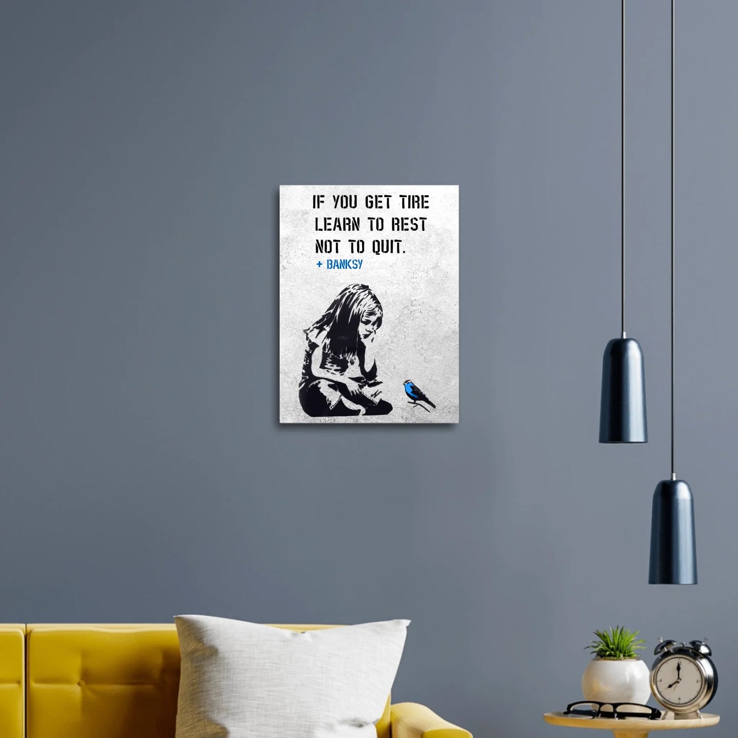 Banksy Girl with Blue Bird Personalisierbar