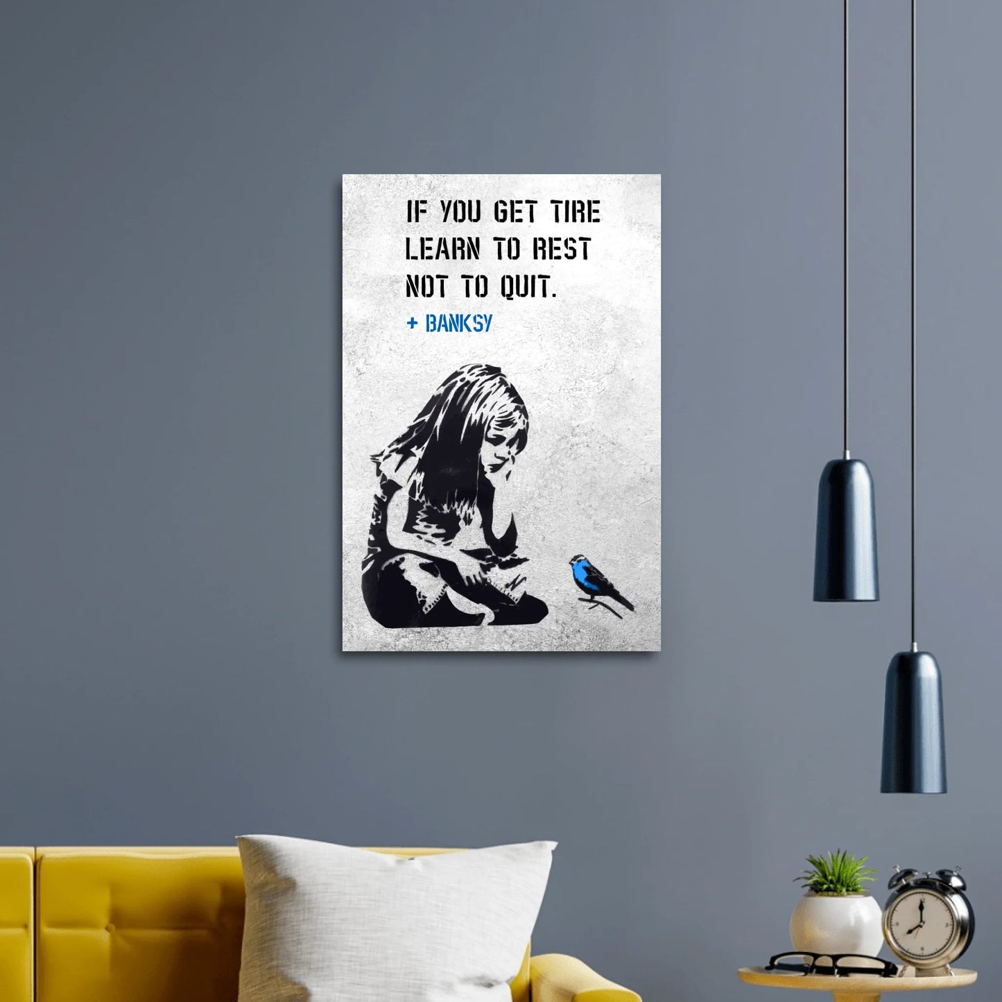 Banksy Girl with Blue Bird Personalisierbar