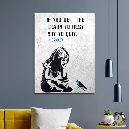 Banksy Girl with Blue Bird Personalisierbar